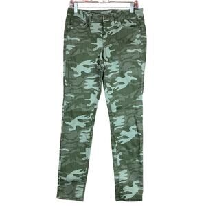 Ann Taylor LOFT Womens Jeans Green Camouflaged Denim Modern Skinny Stretch 6